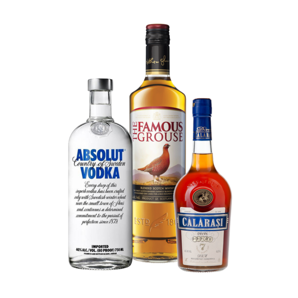 ”S’ șim sănătoș’” -Absolut 1L + Calarasi 7 y.o. 0.5L + The Famous Grouse 1L